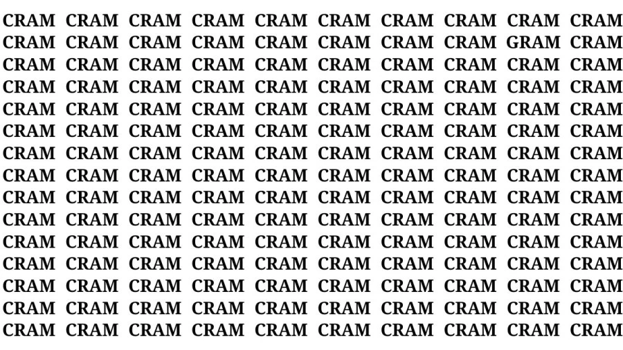 Observation Brain Challenge: If you have Hawk Eyes Find the Word Gram among Cram in 18 Secs