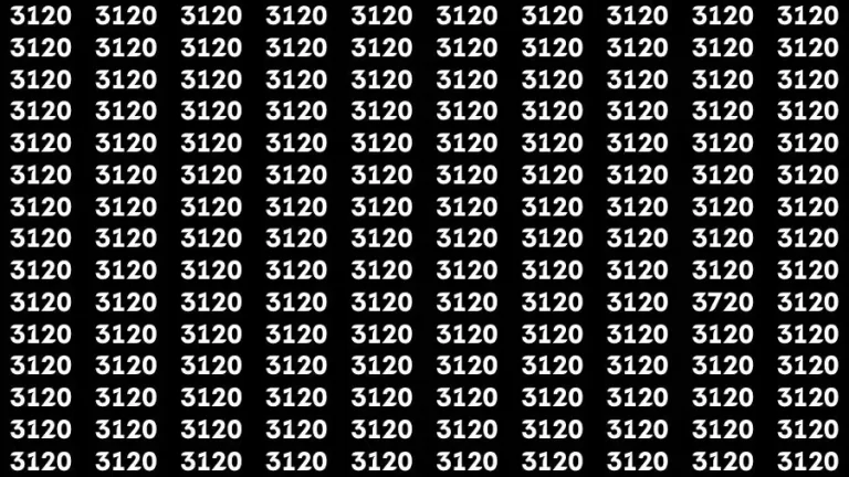 Optical Illusion Brain Challenge: If you have Hawk Eyes Find the Number 3720 among 3120 in 15 Secs