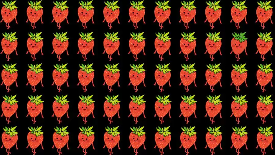 Optical Illusion Brain Challenge: If you have Hawk Eyes Find the Odd Strawberry in 15 Secs