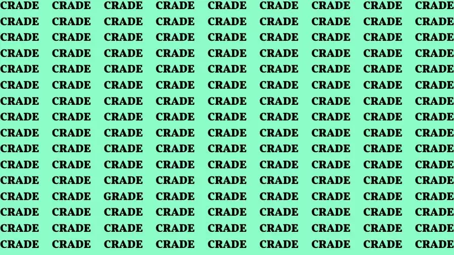 Observation Skill Test: If you have Keen Eyes Find the Word Grade among Crade in 15 Secs