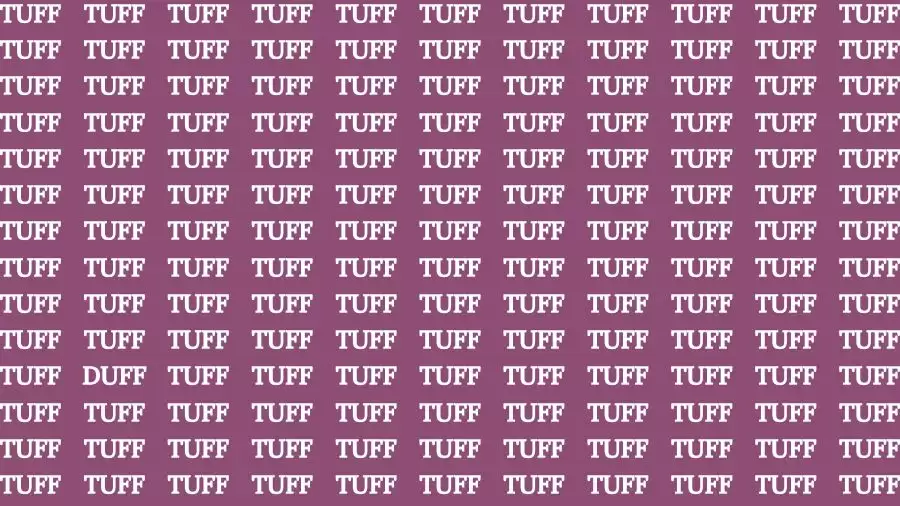 Observation Skill Test: If you have Sharp Eyes Find the word Duff among Tuff in 20 Secs