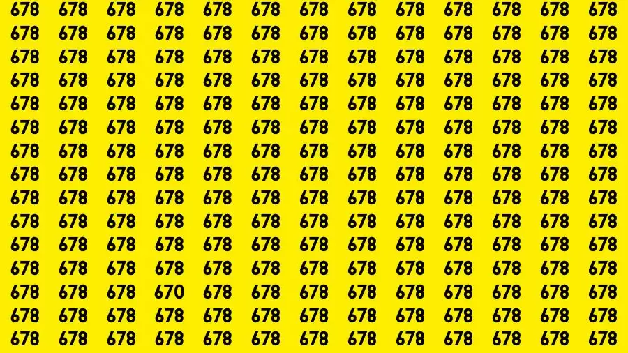 Observation Skill Test: If you have Sharp Eyes Find the Number 670 in 15 Secs