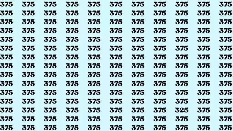 Observation Brain Challenge: If you have Eagle Eyes Find the number 325 among 375 in 12 Secs