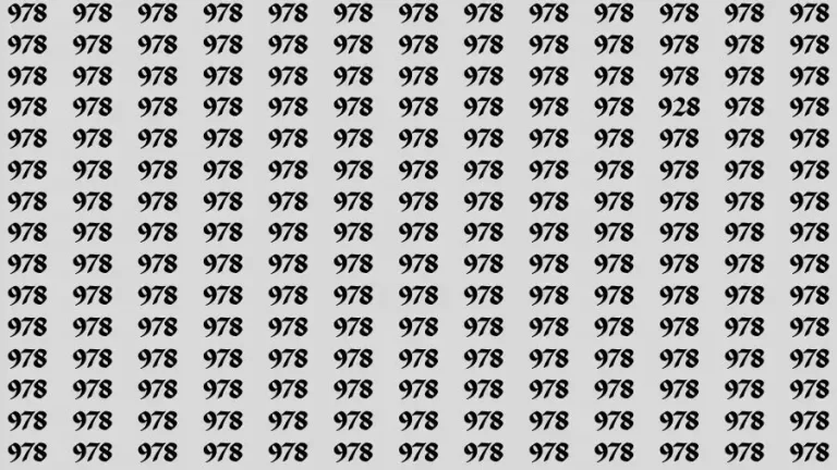 Observation Skill Test: If you have Sharp Eyes Find the Number 928 among 978 in 15 Secs