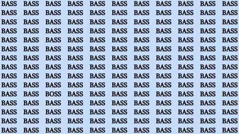 Observation Skill Test: If you have Keen Eyes Find the Word Boss among Bass in 15 Secs