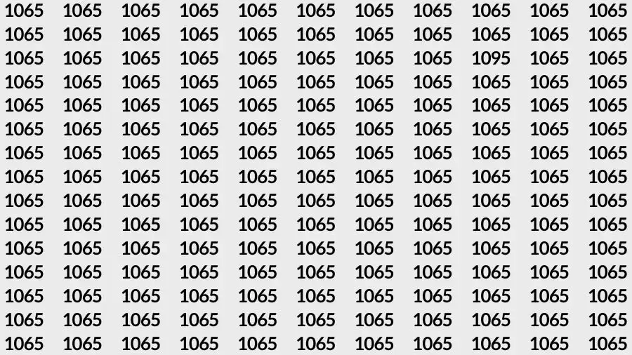 Observation Skill Test: If you have Sharp Eyes Find the Number 1095 among 1065 in 15 Secs