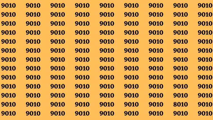 Observation Brain Challenge: If you have Hawk Eyes Find the Number 8010 among 9010 in 15 Secs