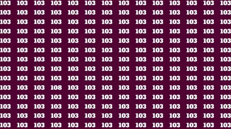 Observation Skill Test: If you have Sharp Eyes Find the Number 108 among 103 in 15 Secs