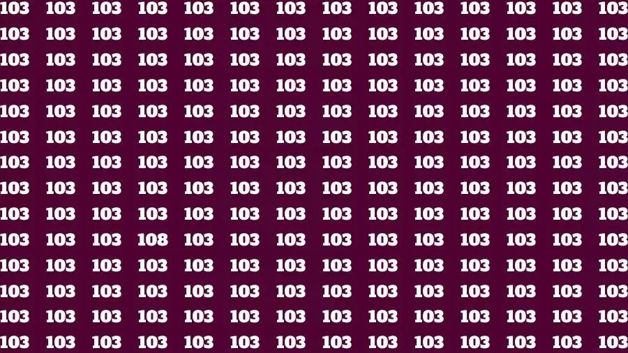 Observation Skill Test: If you have Sharp Eyes Find the Number 108 among 103 in 15 Secs