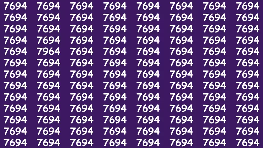 Observation Brain Challenge: If you have Eagle Eyes Find the number 7964 among 7694 in 12 Secs
