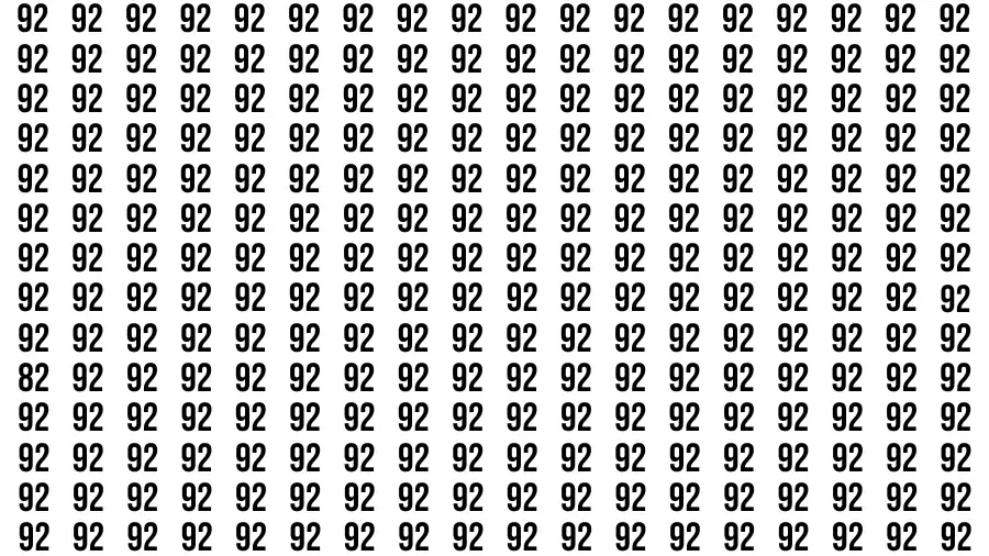 Test Visual Acuity: If you have 50/50 Vision Find the Number 82 among 92 in 15 Secs