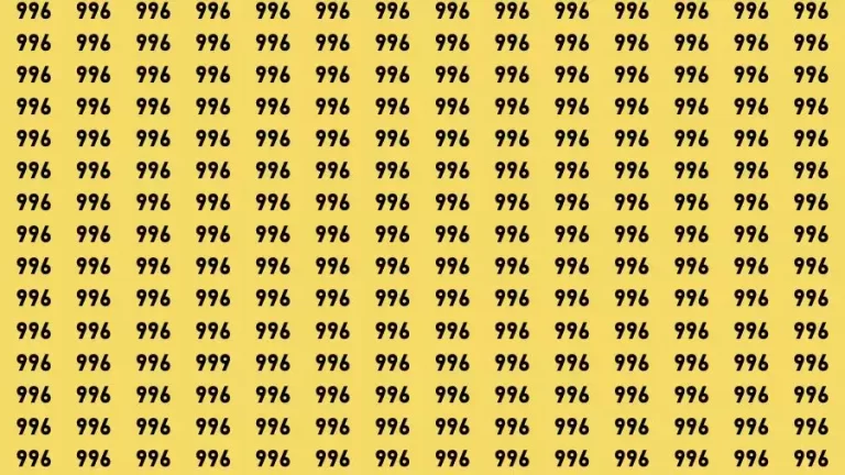 Optical Illusion Brain Test: If you have Eagle Eyes Find the Number 999 among 996 in 15 Secs