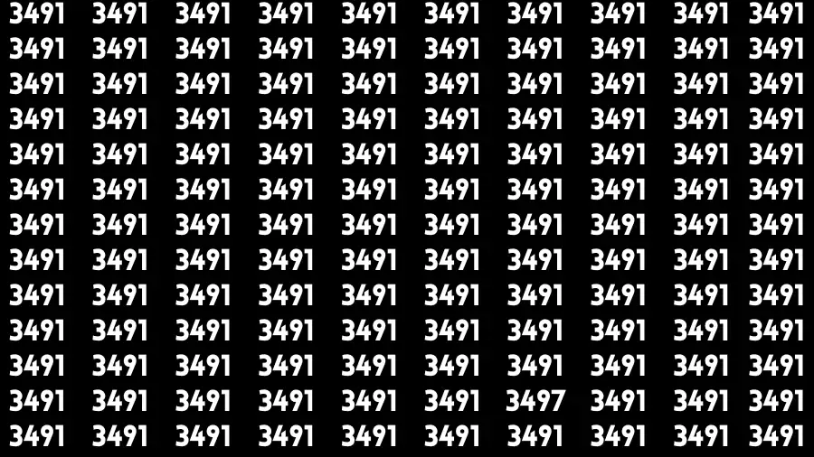 Observation Brain Challenge: If you have Eagle Eyes Find the number 3497 among 3491 in 12 Secs