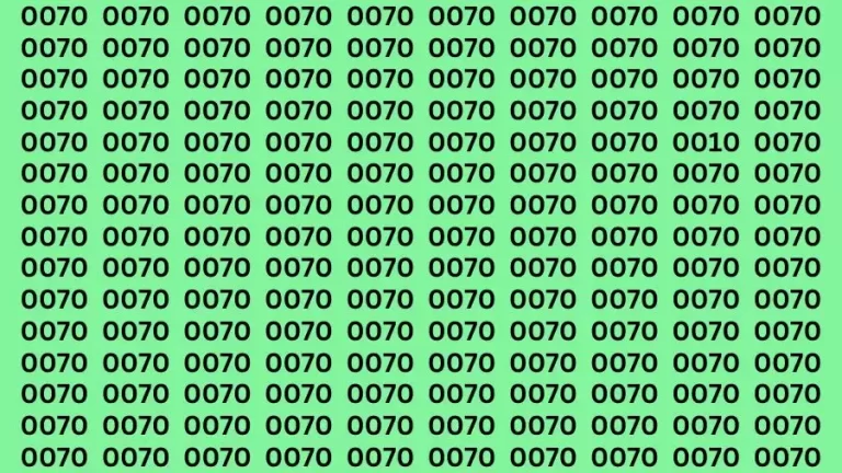 Optical Illusion Brain Challenge: If you have 50/50 Vision Find the Number 0010 in 12 Secs