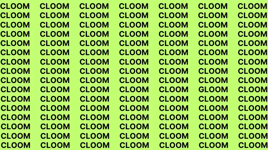 Observation Brain Challenge: If you have Hawk Eyes Find the word Gloom among Cloom in 18 Secs