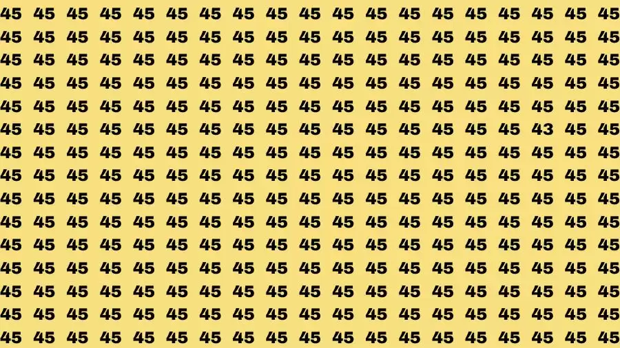 Optical Illusion Brain Challenge: If you have 50/50 Vision Find the number 43 among 45 in 12 Secs