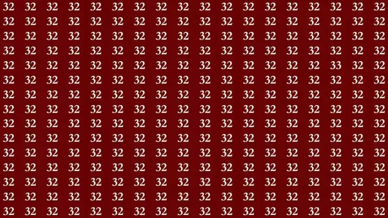 Observation Skill Test: If you have Sharp Eyes Find the Number 33 among 32 in 15 Secs