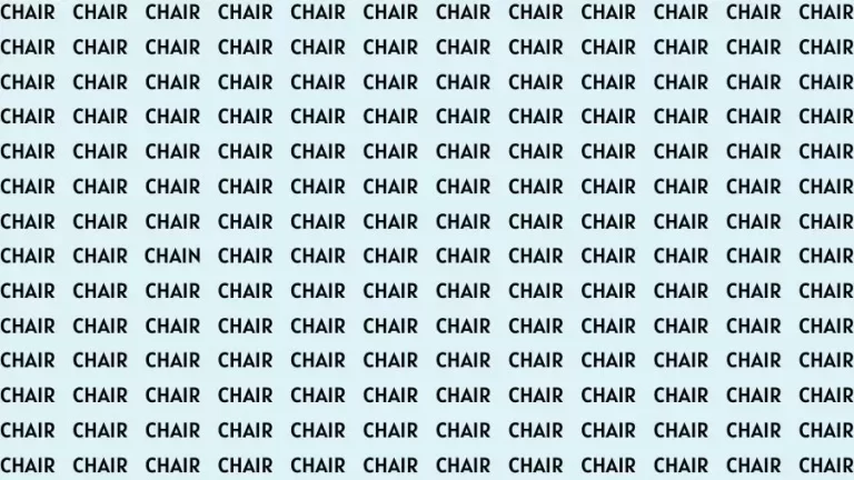 Observation Skill Test: If you have Keen Eyes Find the Word Chain among Chair in 15 Secs