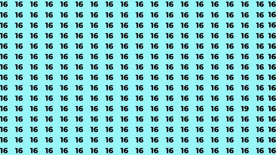 Observation Skill Test: If you have Sharp Eyes Find the Number 19 among 16 in 15 Secs