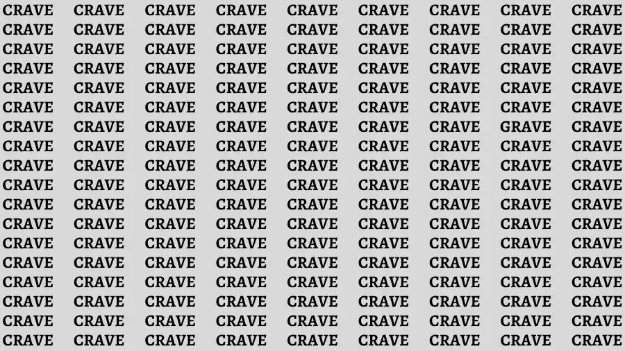 Observation Brain Test: If you have Hawk Eyes Find the word Grave among Crave in 15 Secs