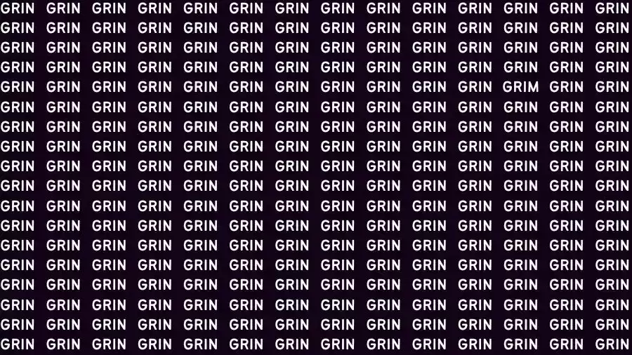 Optical Illusion Brain Test: If you have 50/50 Vision Find the Word Grim among Grin in 15 Secs