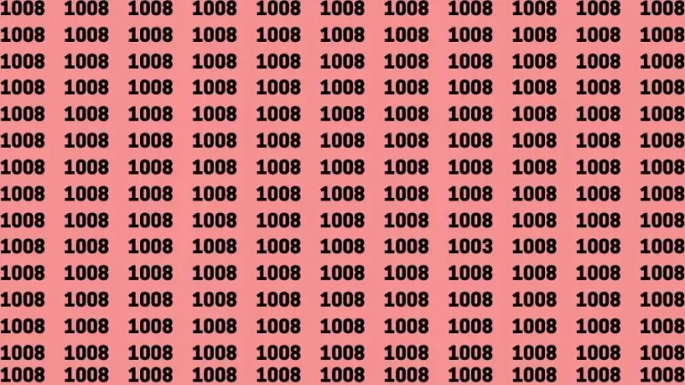 Optical Illusion Brain Challenge: If you have 50/50 Vision Find the number 1003 among 1008 in 12 Secs