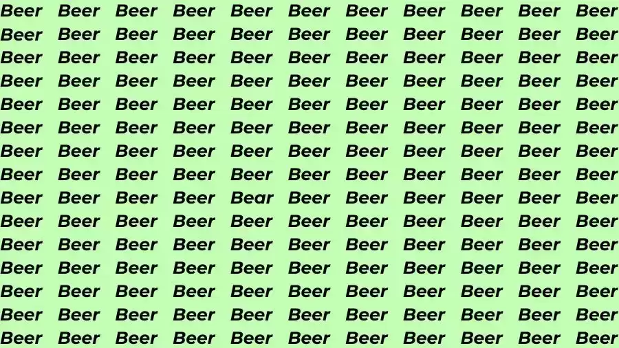 Optical Illusion Brain Test: If you have Sharp Eyes find the Word Bear among Beer in 10 Secs