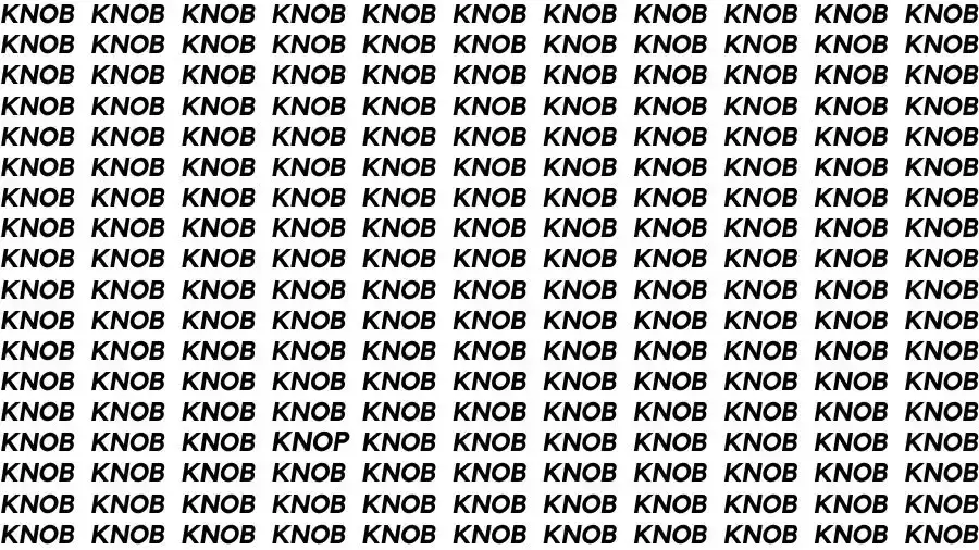 Observation Skill Test: If you have Hawk Eyes find the Word Knop among Knob in 10 Secs