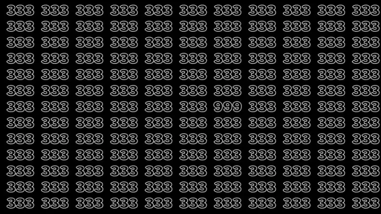 Optical Illusion Brain Challenge: If you have 50/50 Vision Find the Number 999 among 333 in 15 Secs