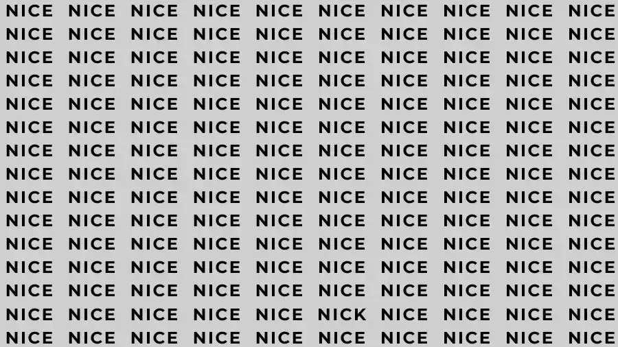 Optical Illusion Brain Challenge: If you have Sharp Eyes find the Word Nick among Nice in 12 Secs
