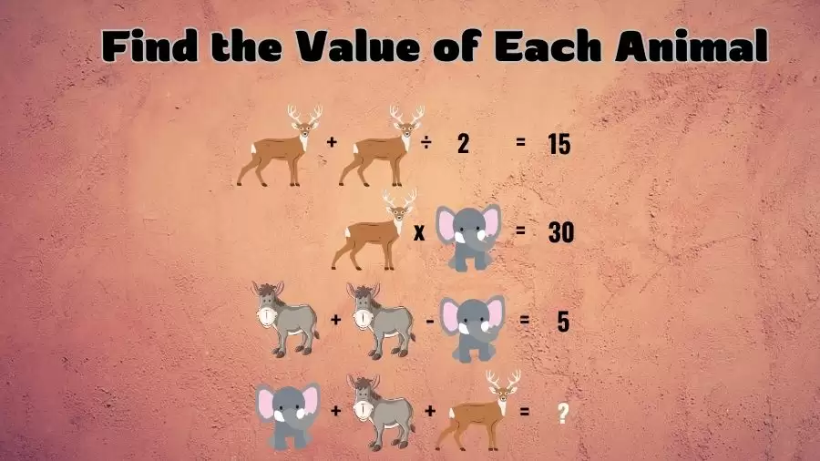 Brain Teaser Maths Quiz: Solve and Find the Value of Each Animal