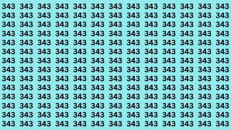 Observation Brain Test: If you have Hawk Eyes Find the Number 843 among 343 in 11 Secs