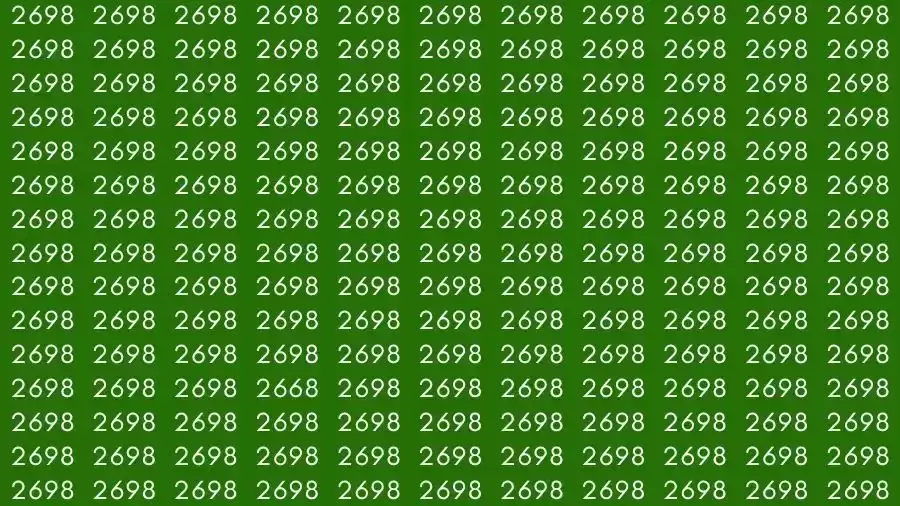 Optical Illusion Brain Challenge: If you have Hawk Eyes Find the number 2668 among 2698 in 12 Seconds?