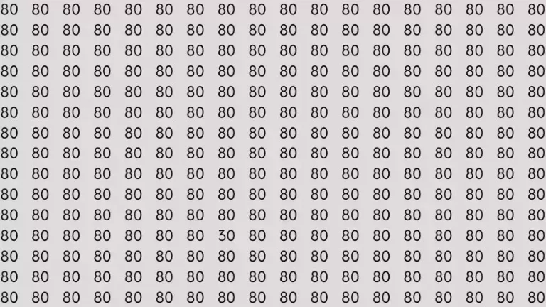 Observation Skill Test: If you have Sharp Eyes Find the number 30 among 80 in 12 Seconds?