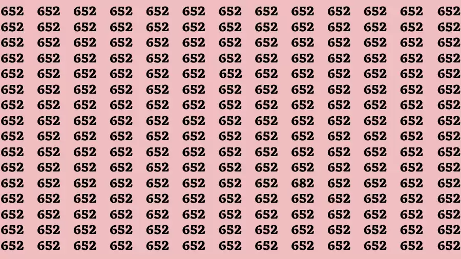 Observation Brain Challenge: If you have Sharp Eyes Find the number 682 among 652 in 20 Secs