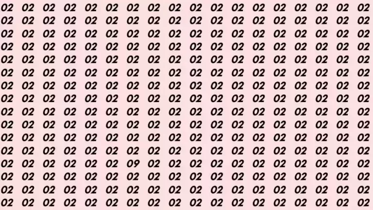 Optical Illusion Brain Test: If you have Sharp Eyes Find the number 09 among 02 in 10 Seconds?