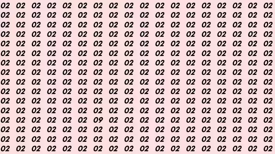 Optical Illusion Brain Test: If you have Sharp Eyes Find the number 09 among 02 in 10 Seconds?