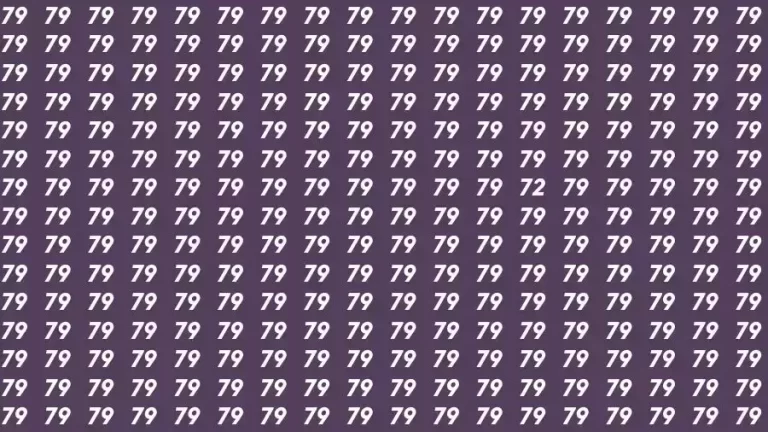 Optical Illusion Brain Challenge: If you have 50/50 Vision Find the number 72 among 79 in 12 Seconds?