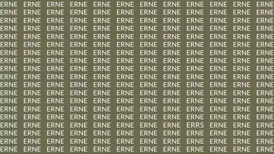 Observation Skill Test: If you have Sharp Eyes find the Word Errs among Erne in 10 Secs