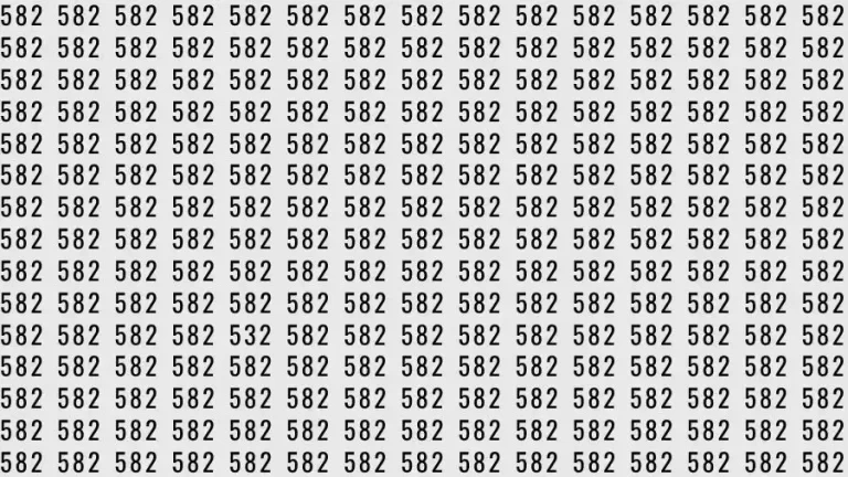 Optical Illusion Brain Challenge: If you have Eagle Eyes Find the number 532 among 582 in 15 Seconds?