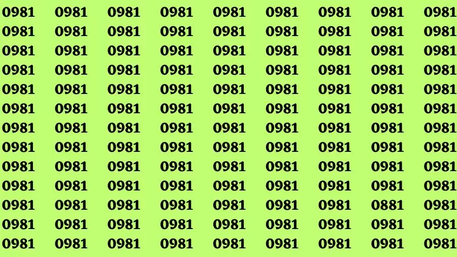 Observation Brain Challenge: If you have Eagle Eyes Find the number 0881 among 0981 in 12 Secs