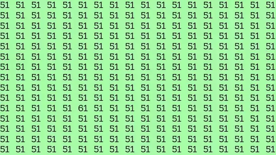 Observation Skills Test: If you have Sharp Eyes Find the number 61 among 51 in 10 Seconds?