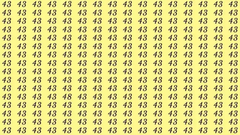 Observation Skill Test: If you have Hawk Eyes Find the number 48 among 43 in 14 Seconds?