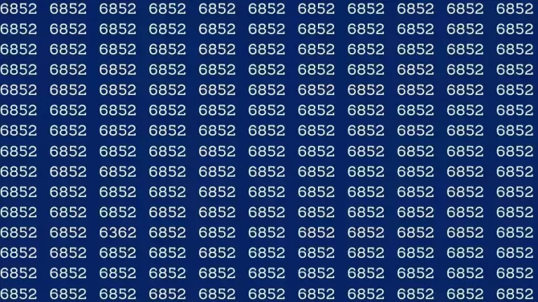 Optical Illusion Brain Challenge: If you have Eagle Eyes Find the number 6362 among 6852 in 12 Seconds?