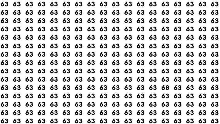 Observation Skill Test: If you have Sharp Eyes Find the number 68 among 63 in 12 Seconds?