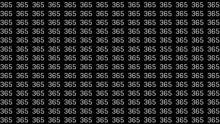 Optical Illusion Brain Test: If you have Eagle Eyes Find the number 355 among 365 in 15 Seconds?