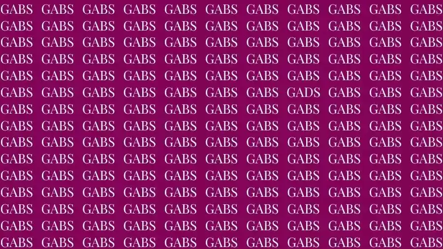 Optical Illusion Brain Test: If you have Sharp Eyes find the Word Gads among Gabs in 15 Secs