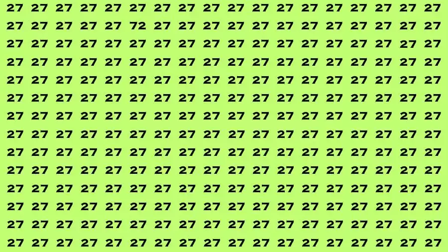 Observation Brain Test: If you have Hawk Eyes Find the Number 72 among 27 in 15 Secs