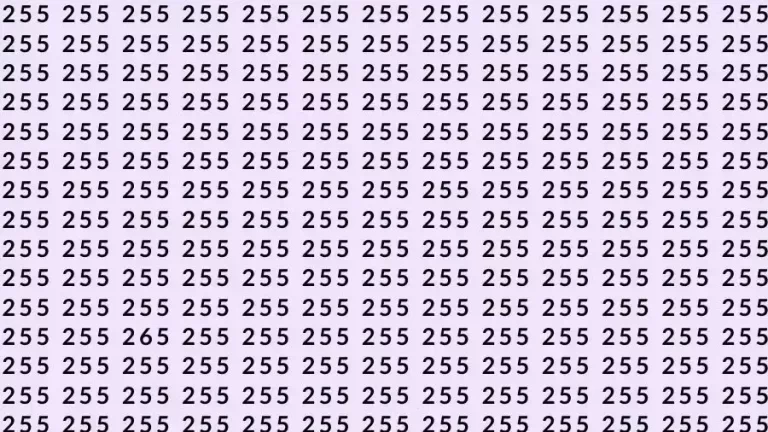 Optical Illusion Brain Test: If you have Eagle Eyes Find the number 265 among 255 in 12 Seconds?