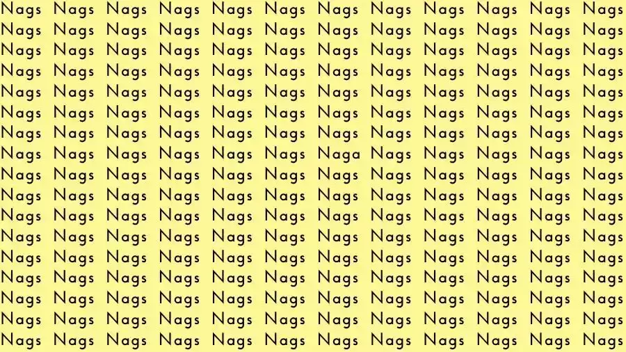 Optical Illusion Brain Test: If you have Eagle Eyes find the Word Naga among Nags in 15 Secs